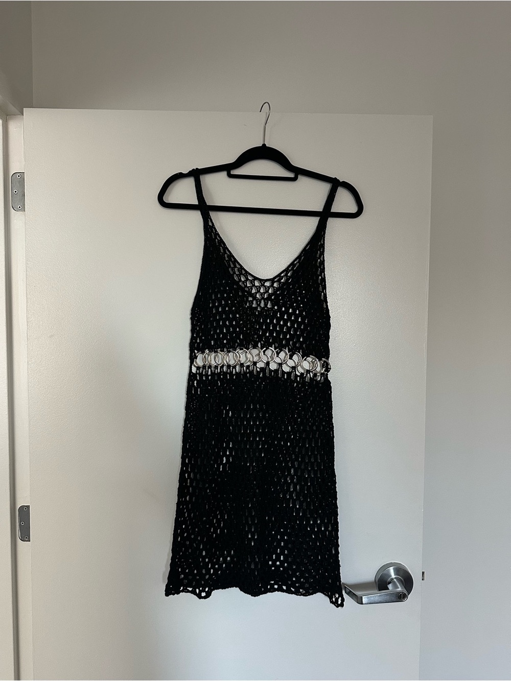 Mamia Black Crochet Swim Cover-Up with Shell Waist Accent